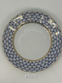LFZ Cobalt Net 8 Piece Coffee Set Cups, Saucers, Plates, Sugar Bowl, Creamer