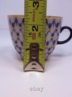 LFZ Cobalt Net 8 Piece Coffee Set Cups, Saucers, Plates, Sugar Bowl, Creamer