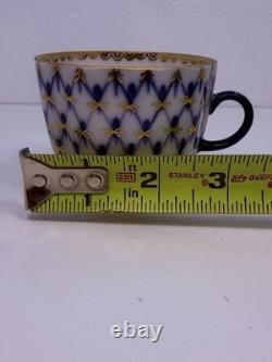 LFZ Cobalt Net 8 Piece Coffee Set Cups, Saucers, Plates, Sugar Bowl, Creamer