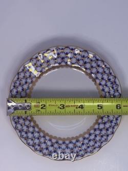 LFZ Cobalt Net 8 Piece Coffee Set Cups, Saucers, Plates, Sugar Bowl, Creamer