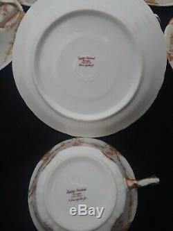 LIMOGES THEODORE HAVILAND Gold PINK Rose Schleiger 145 Tea Cup & Saucers 12each