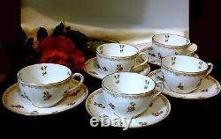 LIMOGES T&V FRANCE Signed Hand Paint 22K Gold Tea Cups Saucers 18 Piece 100 Yrs