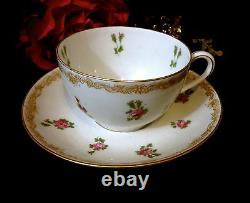 LIMOGES T&V FRANCE Signed Hand Paint 22K Gold Tea Cups Saucers 18 Piece 100 Yrs