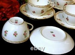 LIMOGES T&V FRANCE Signed Hand Paint 22K Gold Tea Cups Saucers 18 Piece 100 Yrs