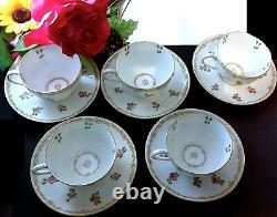 LIMOGES T&V FRANCE Signed Hand Paint 22K Gold Tea Cups Saucers 18 Piece 100 Yrs