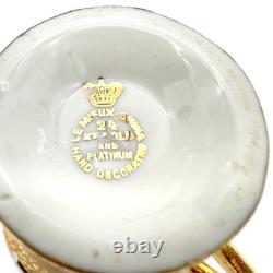 Le Mieux Espresso Coffee Cups & Saucers 5 Cup 6 Saucer Set 24K Gold Platinum VTG