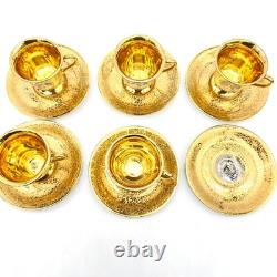 Le Mieux Espresso Coffee Cups & Saucers 5 Cup 6 Saucer Set 24K Gold Platinum VTG