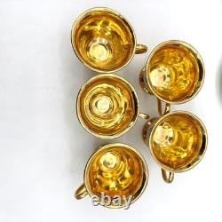 Le Mieux Espresso Coffee Cups & Saucers 5 Cup 6 Saucer Set 24K Gold Platinum VTG