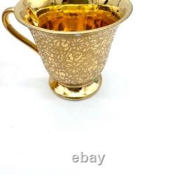Le Mieux Espresso Coffee Cups & Saucers 5 Cup 6 Saucer Set 24K Gold Platinum VTG