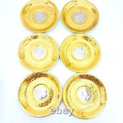 Le Mieux Espresso Coffee Cups & Saucers 5 Cup 6 Saucer Set 24K Gold Platinum VTG