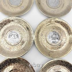 Le Mieux Espresso Coffee Cups & Saucers 5 Cup 6 Saucer Set 24K Gold Platinum VTG