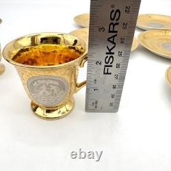 Le Mieux Espresso Coffee Cups & Saucers 5 Cup 6 Saucer Set 24K Gold Platinum VTG