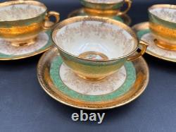Le Mieux LEM1 Antique Gold Encrusted / Portrait Set of 4 Cups & Saucers