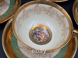 Le Mieux LEM1 Antique Gold Encrusted / Portrait Set of 4 Cups & Saucers