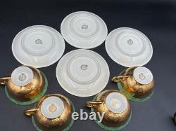 Le Mieux LEM1 Antique Gold Encrusted / Portrait Set of 4 Cups & Saucers