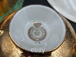 Le Mieux LEM1 Antique Gold Encrusted / Portrait Set of 4 Cups & Saucers