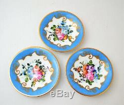 Le Tallec Paris France Demitasse 6 Cups Saucers Set Blue Green Floral Gold