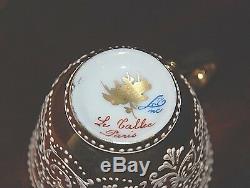 Le Tallec Paris Tiffany Dentelle Cup Saucer Mid Century Signed Porcelain Gold