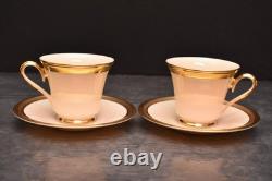 Lenox Aristocrat 2 Cups &Saucers Gold Encrusted Teacups
