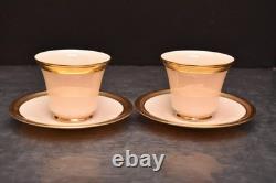 Lenox Aristocrat 2 Cups &Saucers Gold Encrusted Teacups