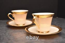 Lenox Aristocrat 2 Cups &Saucers Gold Encrusted Teacups