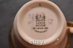 Lenox Aristocrat 2 Cups &Saucers Gold Encrusted Teacups