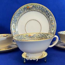 Lenox Autumn Set of 5 Footed Cups and Saucers GOLD STAMP