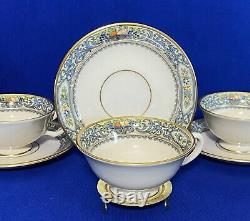 Lenox Autumn Set of 5 Footed Cups and Saucers GOLD STAMP