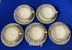 Lenox Autumn Set of 5 Footed Cups and Saucers GOLD STAMP