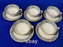 Lenox Autumn Set of 5 Footed Cups and Saucers GOLD STAMP