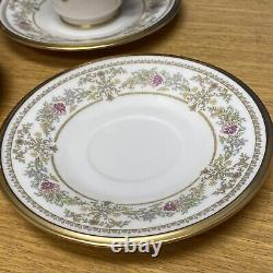 Lenox Castle Garden withGold Trim (8 Sets) Footed Cups & Saucers