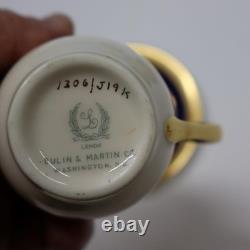 Lenox China Cobalt Blue Embossed Gold J19K 4 Demitasse Cups and Saucers
