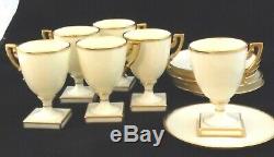 Lenox China Tiffany & Co. Gilded Chocolate Cup Saucer Art Deco Set of 6