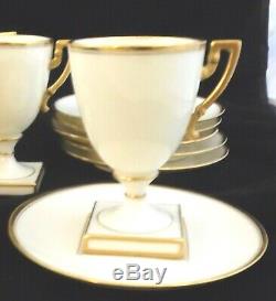 Lenox China Tiffany & Co. Gilded Chocolate Cup Saucer Art Deco Set of 6