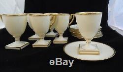 Lenox China Tiffany & Co. Gilded Chocolate Cup Saucer Art Deco Set of 6