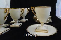 Lenox China Tiffany & Co. Gilded Chocolate Cup Saucer Art Deco Set of 6