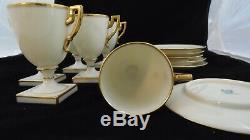 Lenox China Tiffany & Co. Gilded Chocolate Cup Saucer Art Deco Set of 6