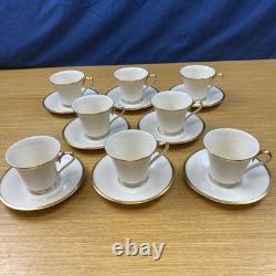 Lenox Eternal Ivory withGold Trim (8 Sets) Footed Cups & Saucers USA