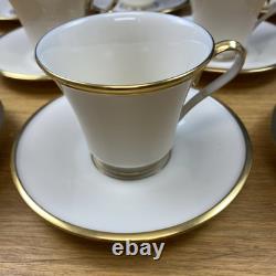 Lenox Eternal Ivory withGold Trim (8 Sets) Footed Cups & Saucers USA