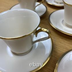 Lenox Eternal Ivory withGold Trim (8 Sets) Footed Cups & Saucers USA