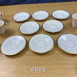 Lenox Eternal Ivory withGold Trim (8 Sets) Footed Cups & Saucers USA