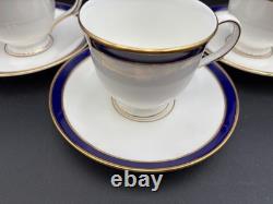 Lenox FEDERAL COBALT Gold Trim USA Set of 4 Cups & Saucers 3 1/8 Tal