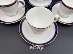 Lenox FEDERAL COBALT Gold Trim USA Set of 4 Cups & Saucers 3 1/8 Tal