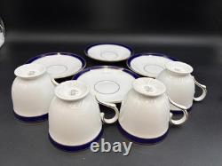 Lenox FEDERAL COBALT Gold Trim USA Set of 4 Cups & Saucers 3 1/8 Tal