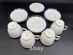 Lenox FEDERAL COBALT Gold Trim USA Set of 4 Cups & Saucers 3 1/8 Tal