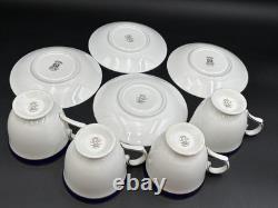 Lenox FEDERAL COBALT Gold Trim USA Set of 4 Cups & Saucers 3 1/8 Tal