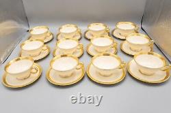 Lenox Lowell Gold Encrusted Footed Cup & Saucers Set of 12 FREE USA SHIPPING
