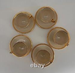 Lenox Presidential Collection Tuxedo In Gold Cups & Saucers Set of 5