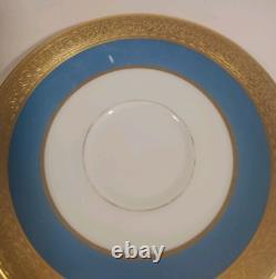 Lenox Stanford Turquoise Grey Gold Encrusted Band Demitasse Cups Saucers Set 8