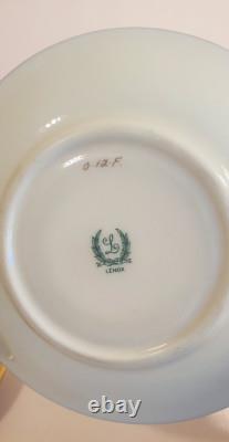Lenox Stanford Turquoise Grey Gold Encrusted Band Demitasse Cups Saucers Set 8